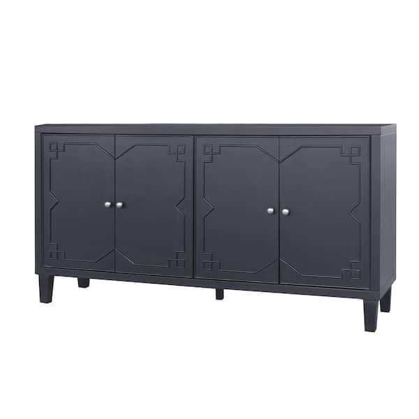 XUJMK 60 in. W x 16 in. D x 32 in. H Black Linen Cabinet, Accent Cabinet, Sideboard Buffet Server Cabinet, Storage Cabinet