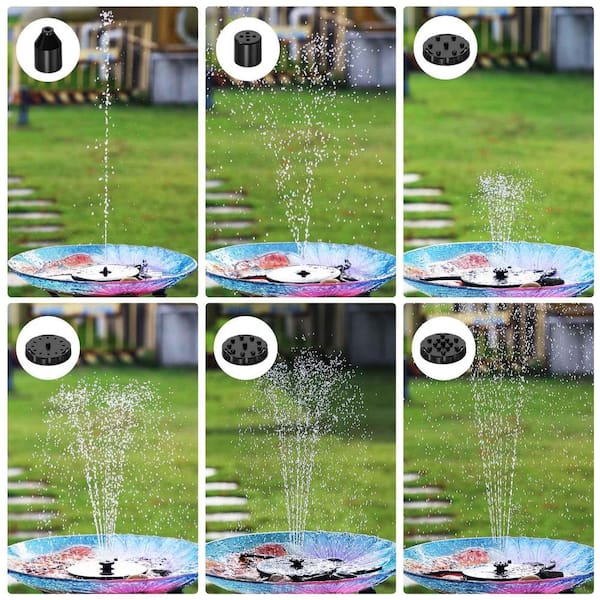 Solar Water Fountain – Floating Solar Powered Pump With 6 Nozzles, Decorative Waterfall Basin For Garden, Pond, Birdbath, Patio, Pool