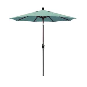 7.5 ft. Bronze Aluminum Pole Market Aluminum Ribs Push Tilt Crank Lift Patio Umbrella in Spa Sunbrella
