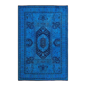 One-of-a-Kind Contemporary Light Blue 6 ft. x 9 ft. Hand Knotted Overdyed Area Rug