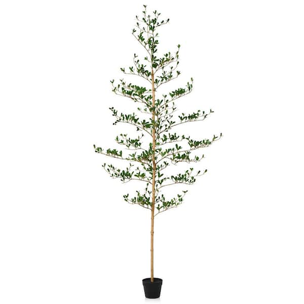 DR.Planzen 7 ft.Artificial black Olive Tree-Faux Plants Indoor/Outdoor,Fake Tree Home Office Decor With Real Wood Trunk Living Room