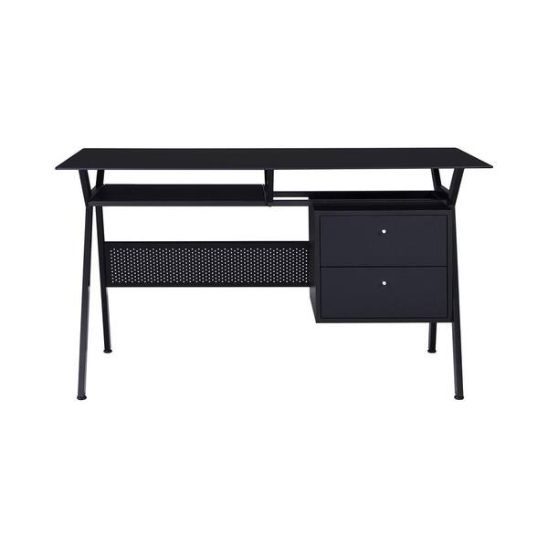 2 drawer black desk