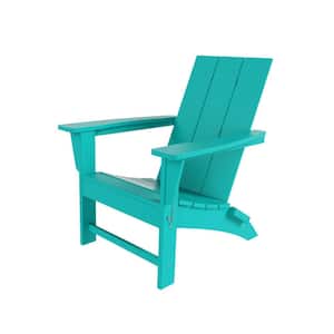Shoreside Outdoor Patio Fade Proof Modern Folding Plastic Adirondack Chair in Turquoise