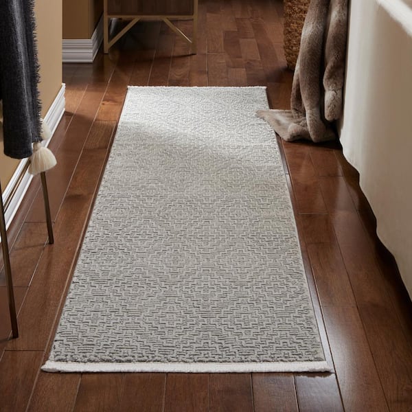 Luxe Tretta Modern Geo Grey 2 ft. x 7 ft. Runner Rug