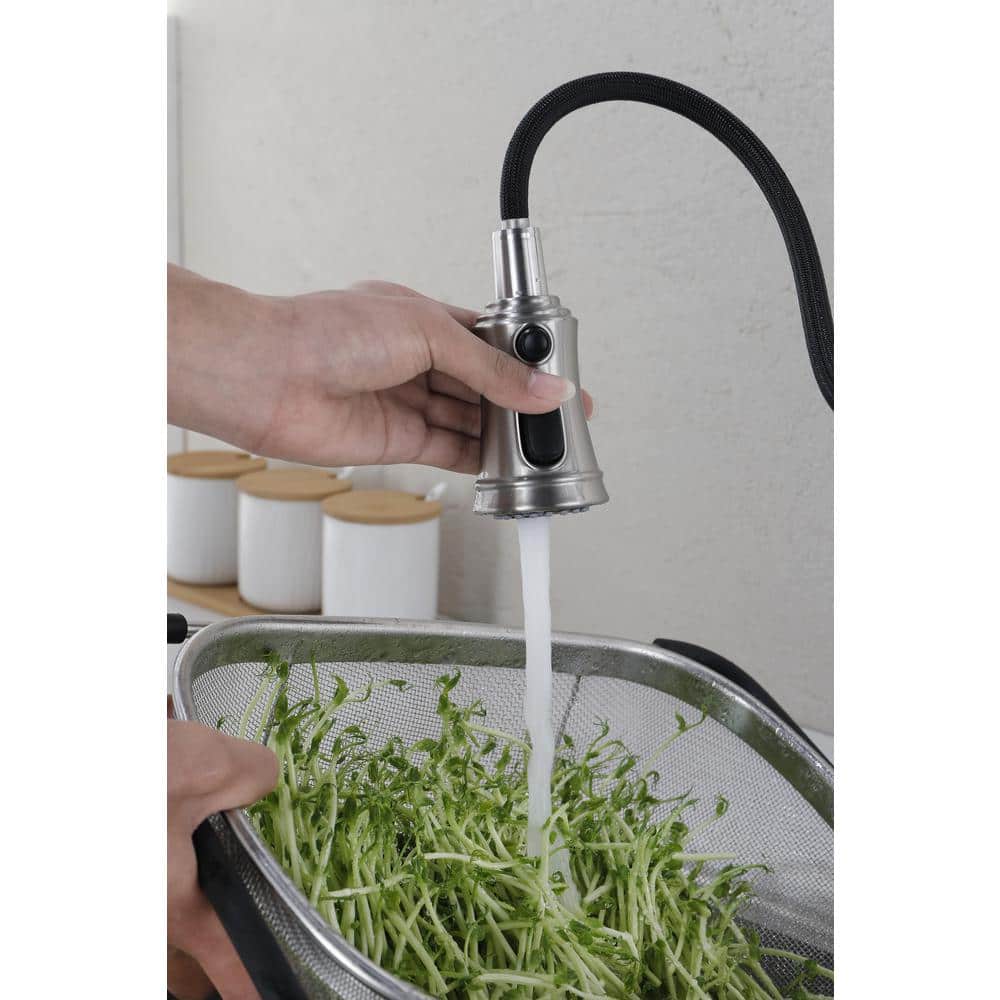 Brushed Nickel Pull-Out Spray Kitchen Faucet with Single Handle