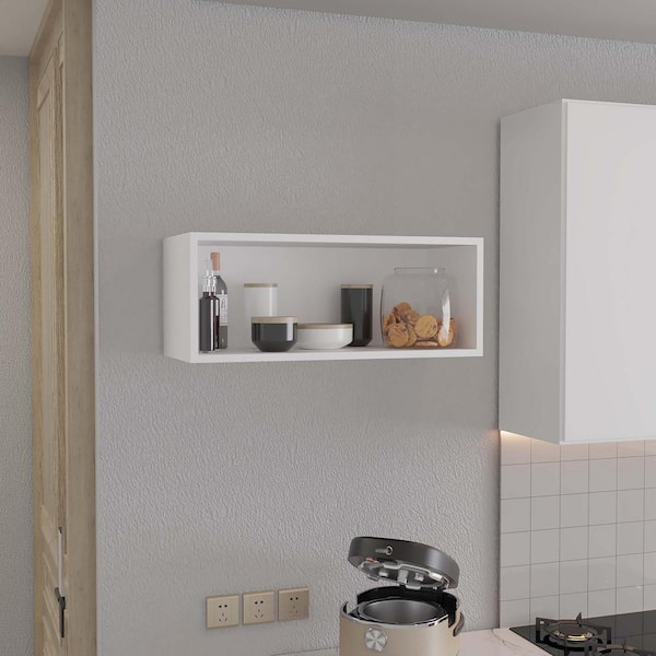 Unbranded 30 in. W x 12.5 in. D Open Wall Shelves, Stackable Cube Floating Storage Wall Shelf, Home Decorative Wall Shelf, White