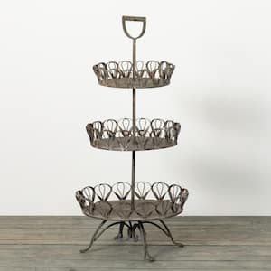 39.25 in. 3-Tiered Gray Metal Tray Stand