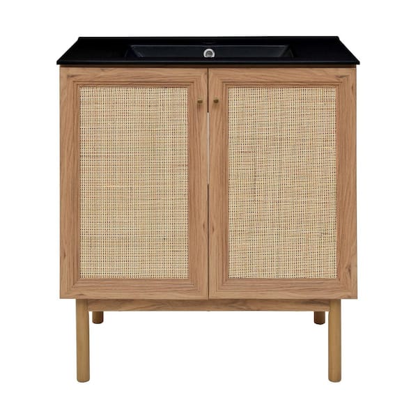 Swiss Madison Classe 30 in. Brown Oak Bathroom Vanity in Black with Ceramic Sink Top