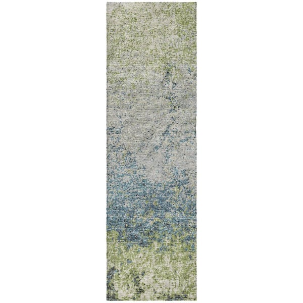 Dream Shag Premium Machine Washable Abstract ADS36 Green 2 ft. x 7 ft. Runner Rug