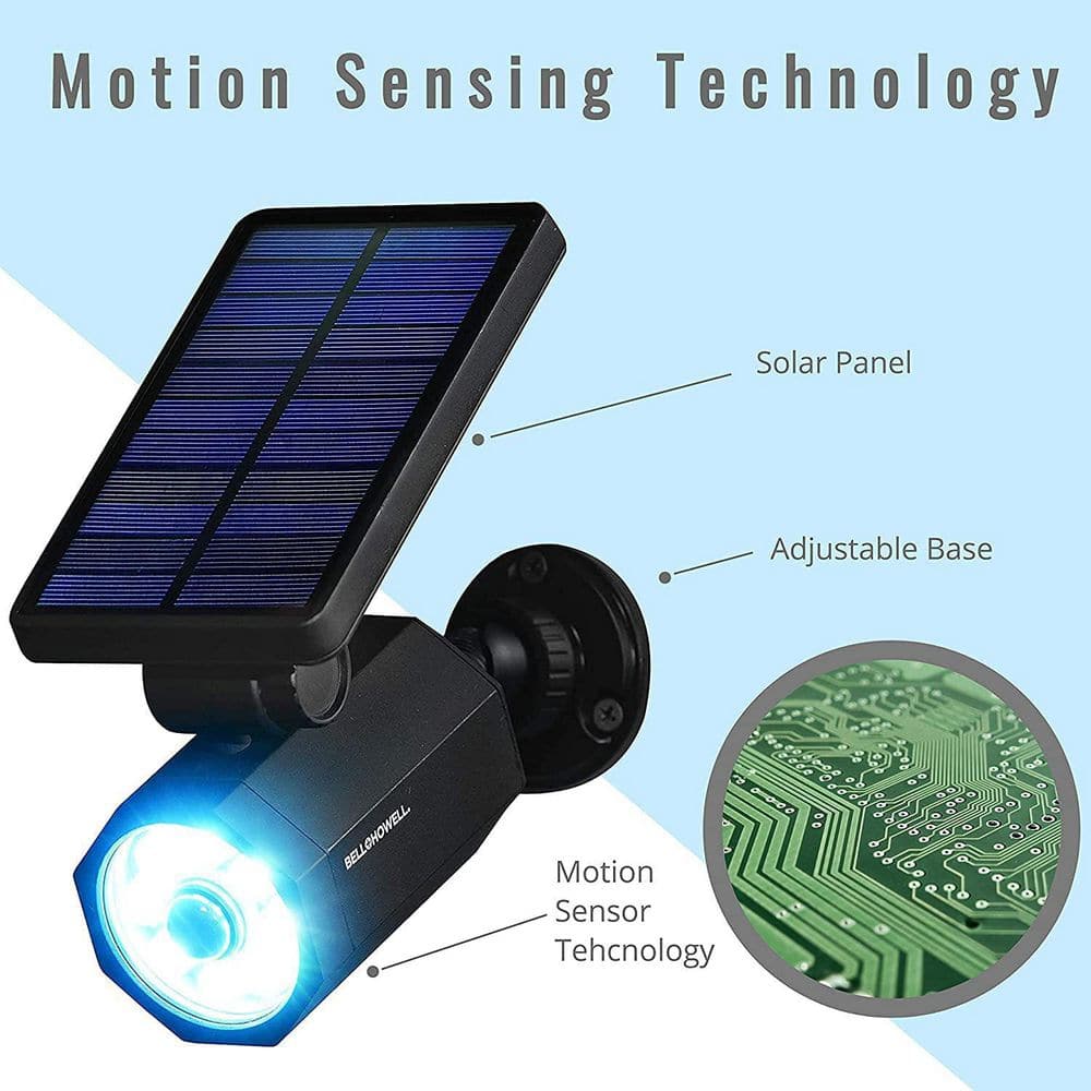Black Solar Powered LED Motion Sensor Security Spotlight