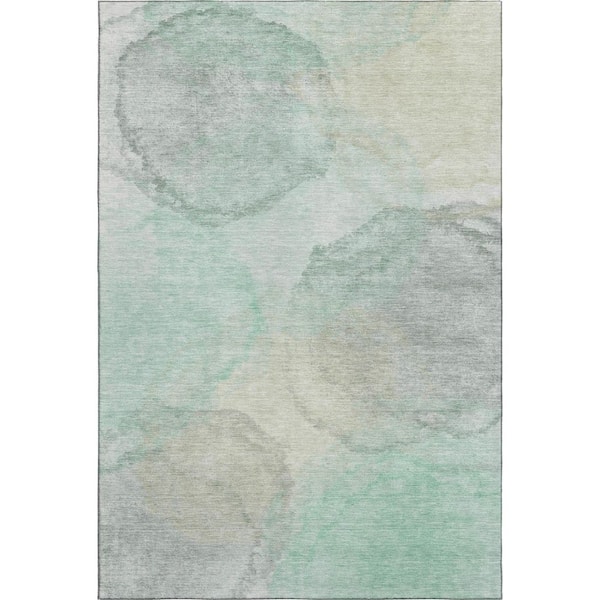 Mayfield Premium Machine Washable Abstract AMF2443 Mint 10 ft. x 14 ft. Area Rug