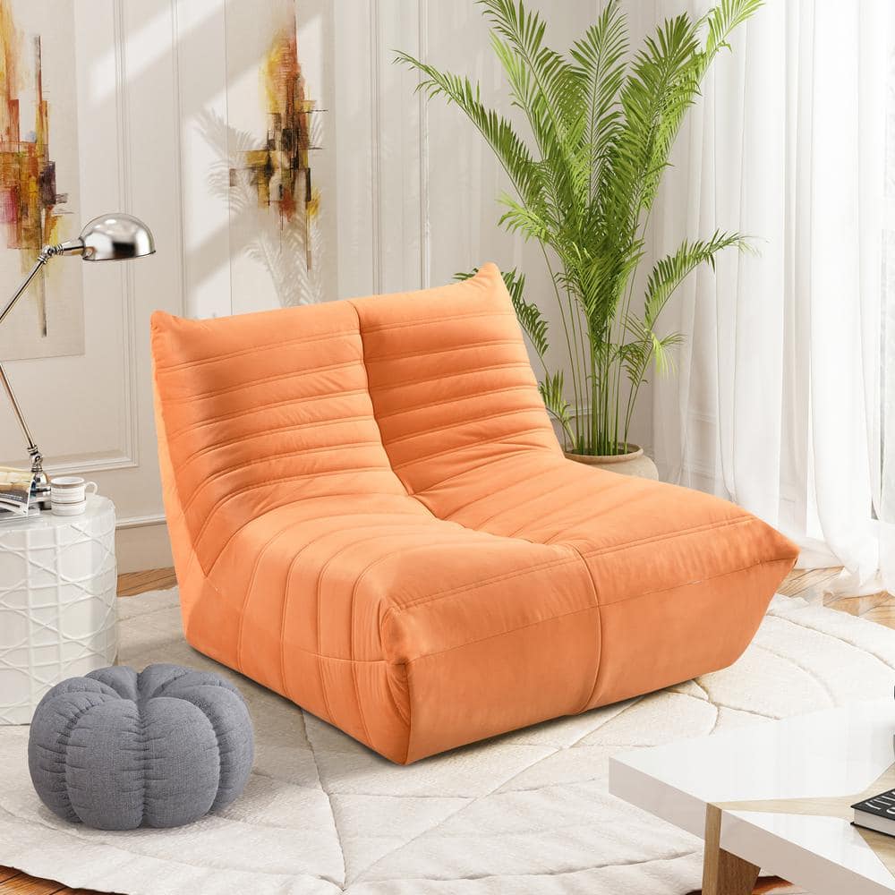 Orange Microfibric Medium Playing Bean Bag Chair,Fireside Chair for Adults,