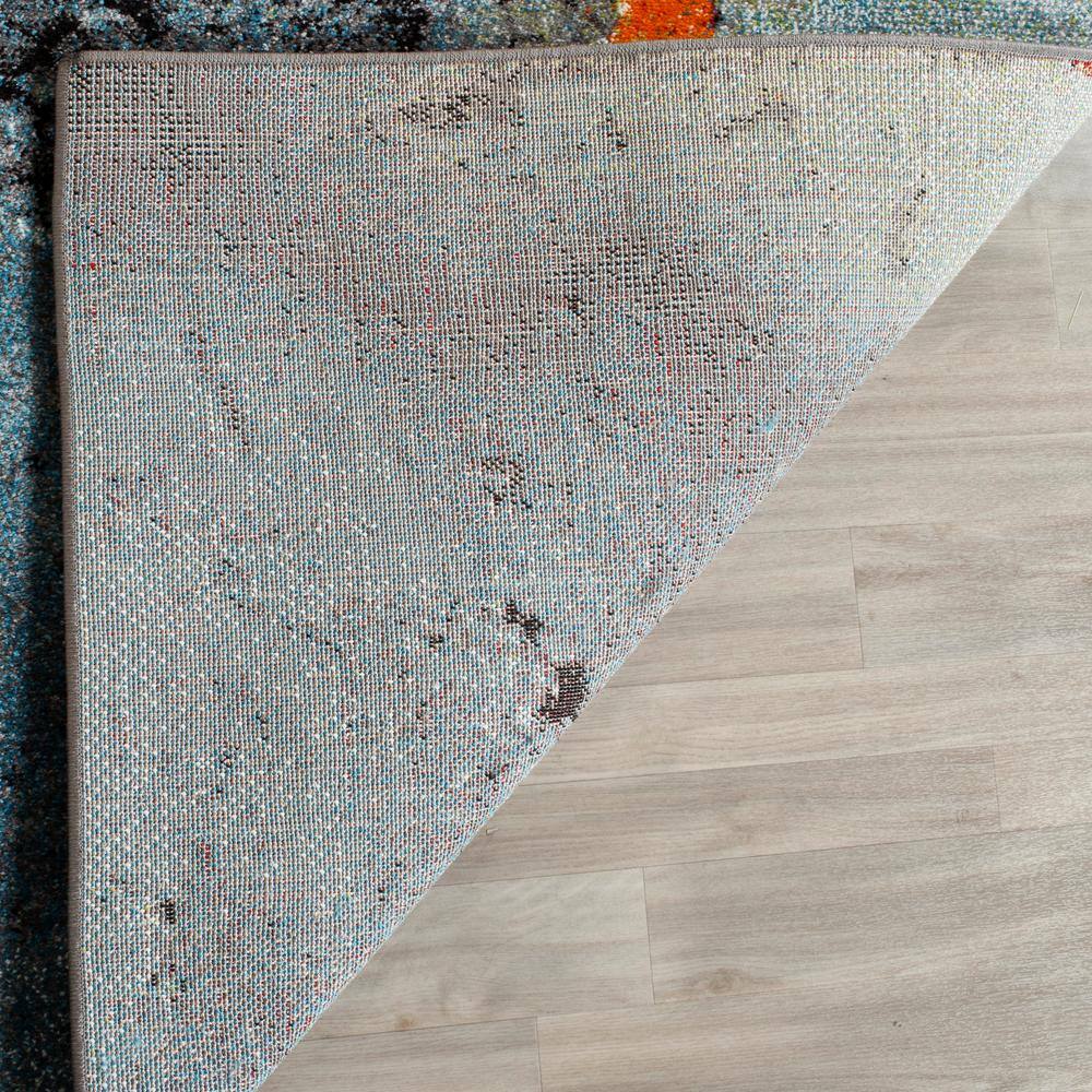 Glacier Blue and Multicolor Abstract Synthetic Runner Rug