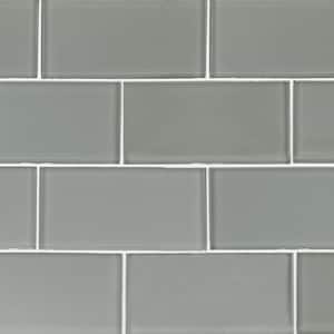 Morning Dazzle Gray 3 in. x 6 in. Subway Gloss Glass Wall Tile (4 sq. ft./Case)