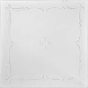 Spring Buds Ultra Pure White 1.6 ft. x 1.6 ft. Decorative Foam Glue Up Ceiling Tile (21.6 sq. ft./case)
