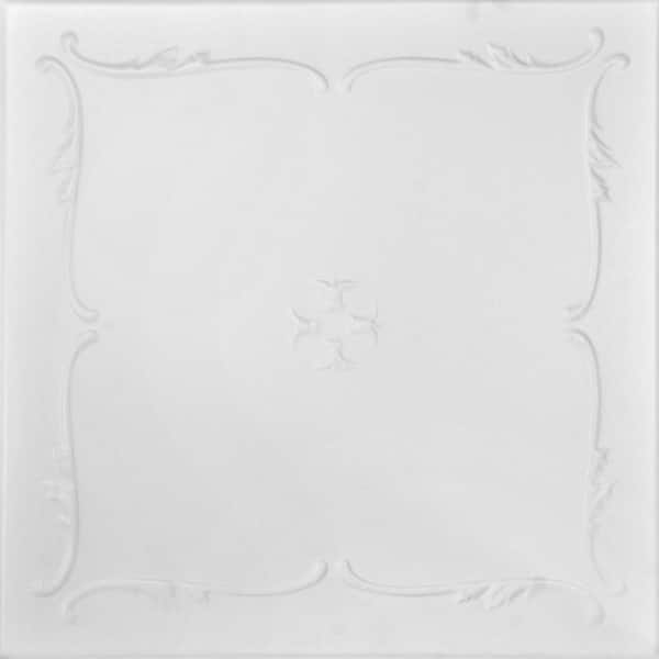 A La Maison Ceilings Spring Buds 1.6 ft. x 1.6 ft. Glue Up Foam Ceiling Tile in Ultra Pure White