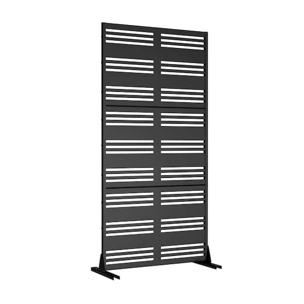 Unbranded 72 in. x 35 in. Outdoor Galvanized Metal Decorative Garden Fence in Lattice Pattern in Black