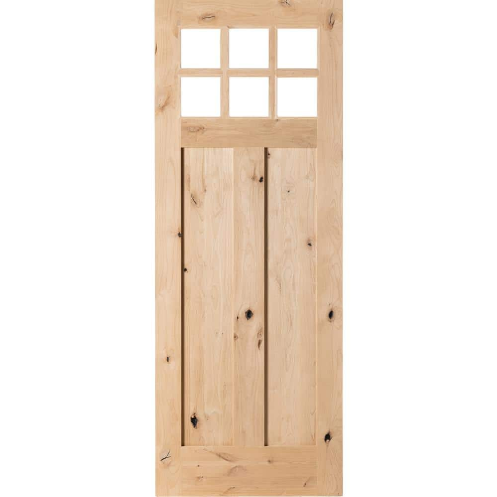 Krosswood Doors 36 in. x 96 in. Craftsman 2-Panel 6-Lite Clear Low-E ...