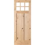 42 in. x 96 in. Craftsman 2-Panel 6-Lite Clear Low-E Knotty Alder Unfinished Wood Front Door Slab