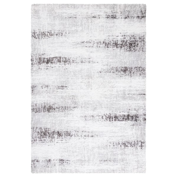 Berber Shag 8 ft. x 10 ft. Gray/Dark Gray Abstract Gradient Striped Area Rug