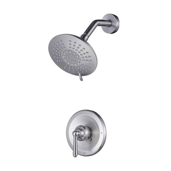 Single Handle 5-Spray Fixed Shower Faucet 1.8 GPM with Adjustable Head in. Brushed Nickel (Valve Included)