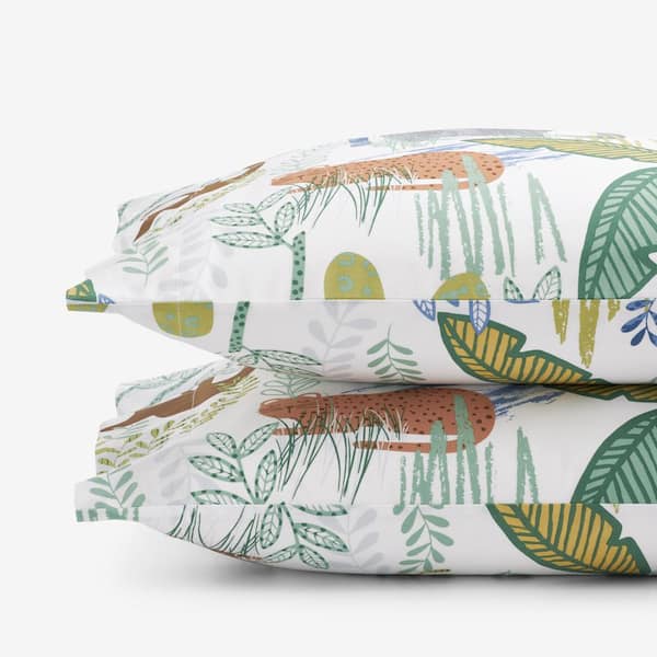 Company Kids Jungle White Multi Organic Cotton Percale Standard Pillowcases (Set of 2)
