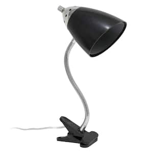 Sleek Essentials 17.5 in. Adjustable Basic Clip On Reading Light with Flexible Gooseneck, Black