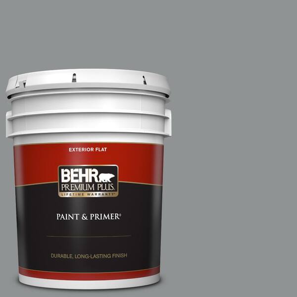 BEHR PREMIUM PLUS 5 gal. #770F-4 Gray Area Flat Exterior Paint & Primer