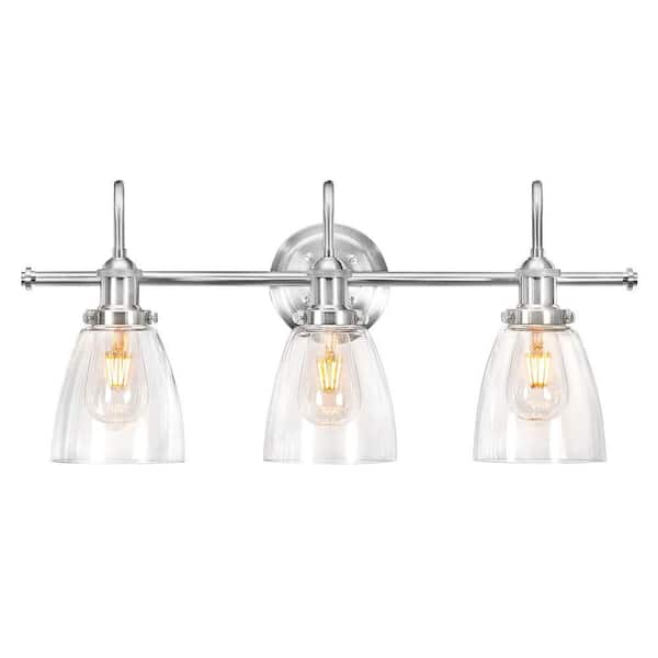 Annha 11 in. 3-Light Indoor Sand Nickel Finish Wall Sconce with Light Kit