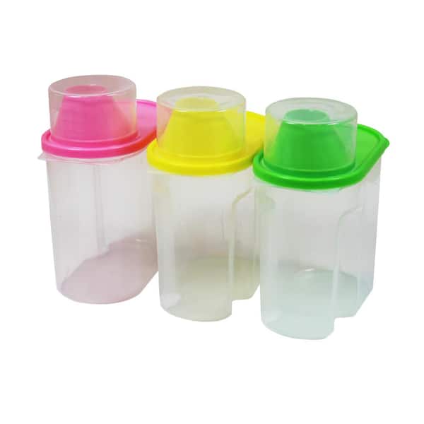 0.2 Gallon Food Storage Bin Container with Lid in Green, Pink and Yellow, 3 Pack - for Better Kitchen Organization