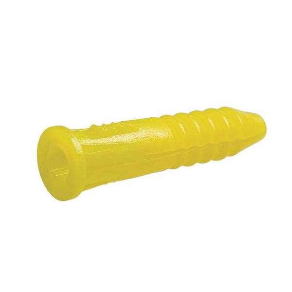 Crown Bolt #4-8 x 7/8 in. Yellow Ribbed Plastic Anchors (100-Piece)