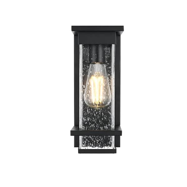 12 in. Black Outdoor Hardwired Wall Sconce with No Bulbs Included