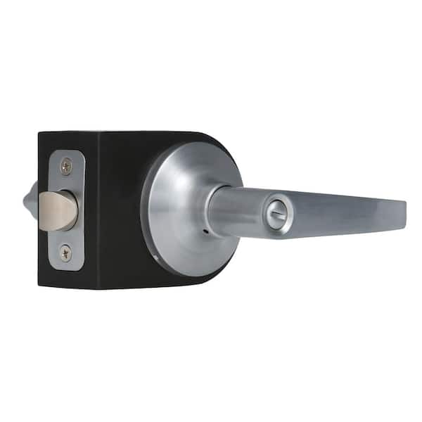 Global Door Controls Franklin Collection Modern Brushed Chrome Grade 3 Privacy Bed/Bath Door Handle with Lock