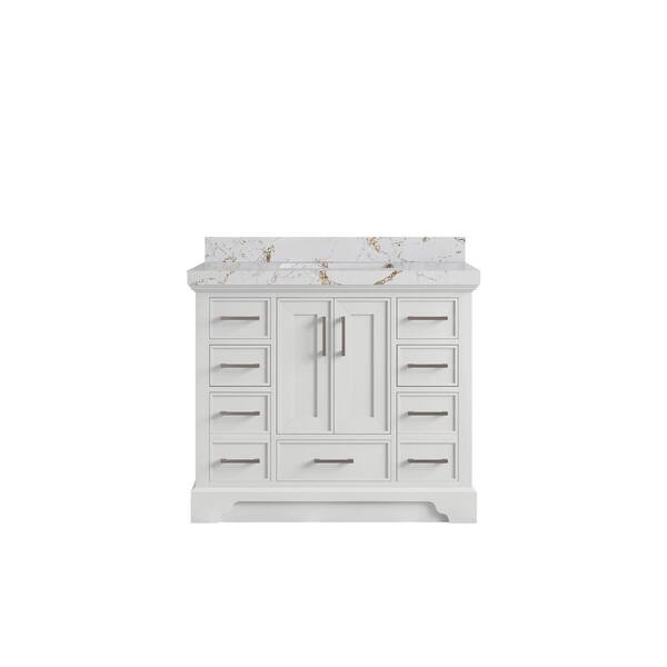 Willow Collections Charlotte 42 in. Single Sink Freestanding White Bath Vanity with Viola Gold Qt. Top Unassembled