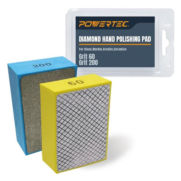 Diamond Hand Polishing Pads Block Type, 60 and 200 Grits (2-Pack)