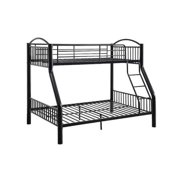 Benjara Black Full Adjustable Bunk Bed with Metal Frame