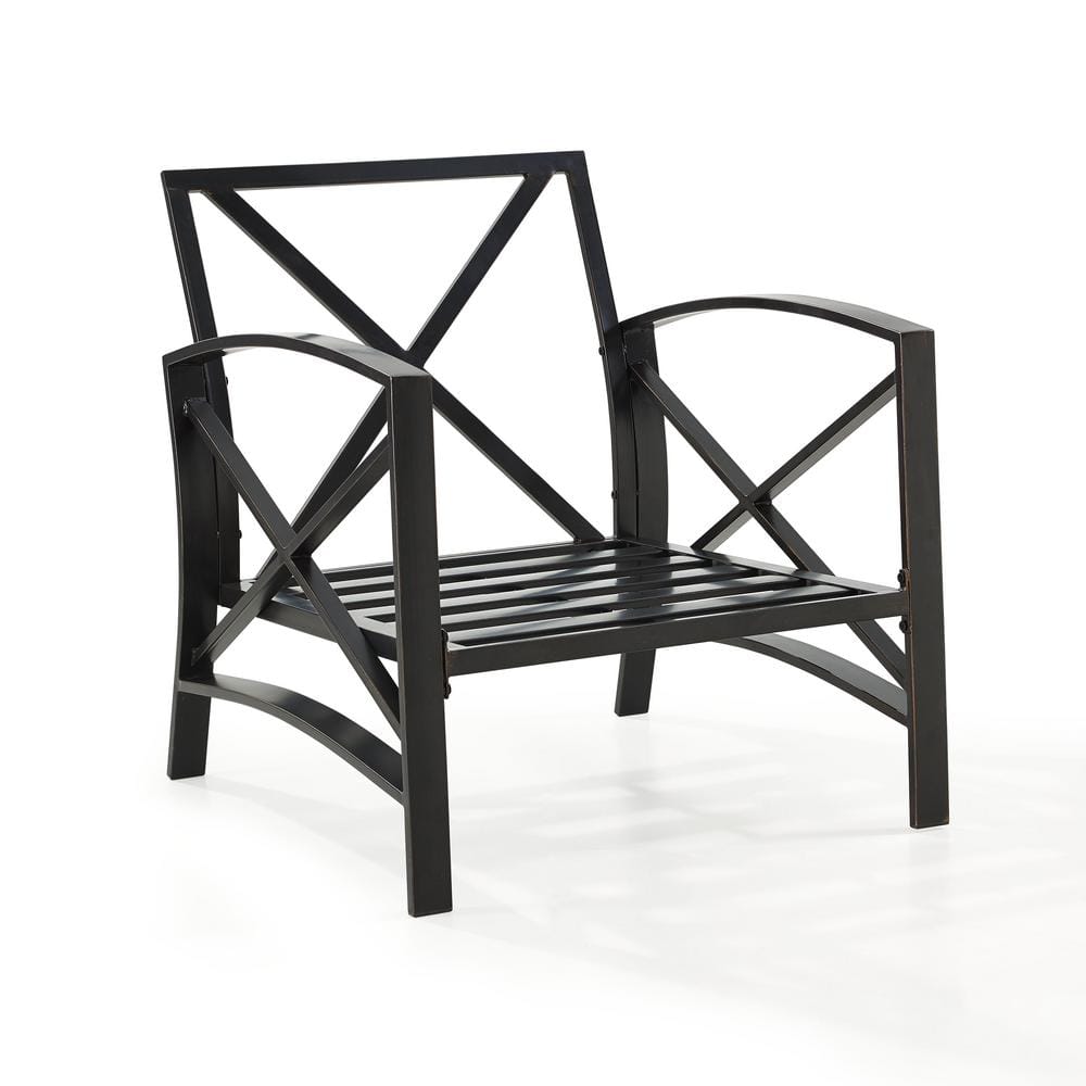 Kaplan Mist Green and Bronze Outdoor Arm Chair with Cushions