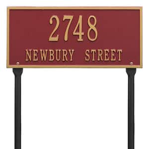 Hartford Rectangular Red/Gold Standard Lawn 2-Line Address Plaque