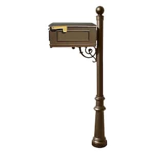 Lewiston Mailbox Collection with Decorative Ball Finial and Fluted Base in Bronze