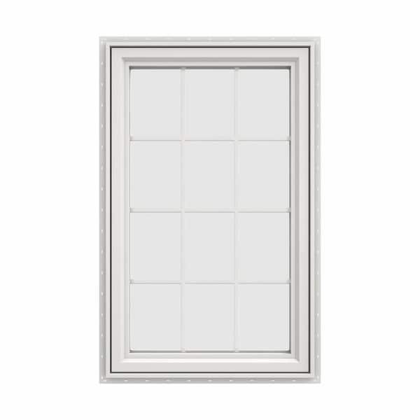 JELD-WEN 29.5 in. x 47.5 in. V-4500 Series White Vinyl Left-Handed Casement Window with Colonial Grids/Grilles