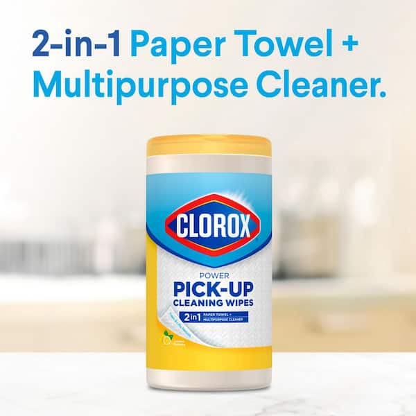Power Pick-Up Cleaning Wipes, 2 in 1 Paper Towel and Multipurpose Cleaner, Lemon Verbena, 75 Paper Towel Wipes