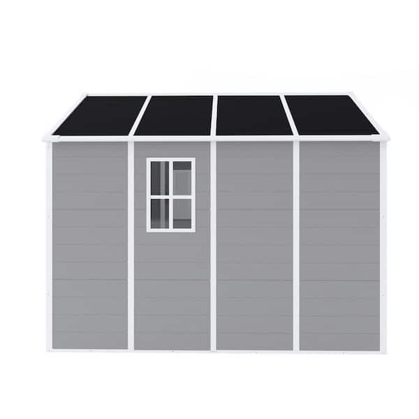 8 ft. W x 8 ft. D Gray Resin Outdoor Storage Shed with 2 doors and 2 windows (64 sq. ft. )