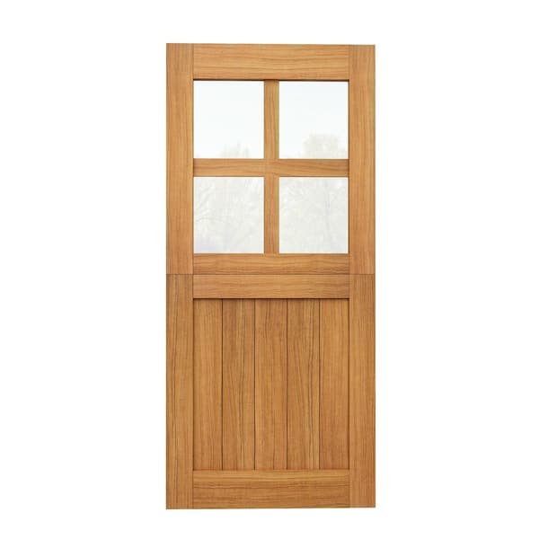 ARK DESIGN 32 in. x 80 in. Fir Universal 4-Lite Clear Glass Unfinished Dutch Door Design Wood Front Door Slab