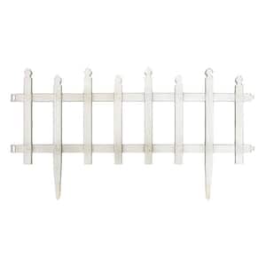 12.75 in. H x 23.38 in. W White Classic Picket Style Plastic Garden Fence