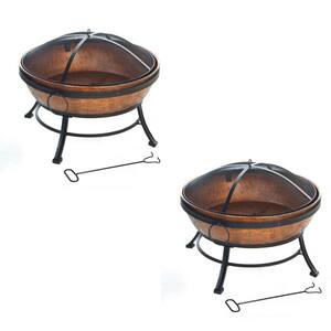29 in. W x 7.5 in. H Round Metal Natural Gas Copper Fire Pit (2-Pack)