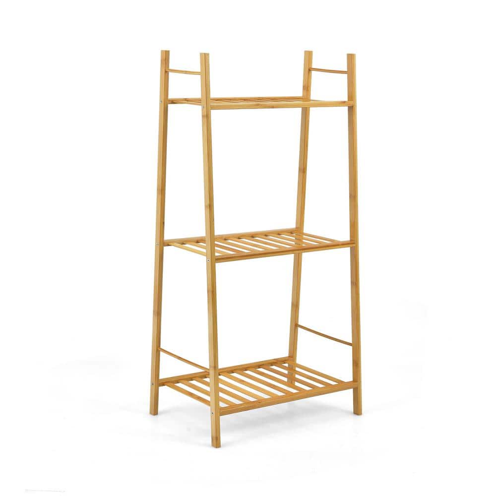 38.5 in. Tall Indoor/Outdoor 3-Tiers Vertical Bamboo Wood Plant Stand (3-Ti