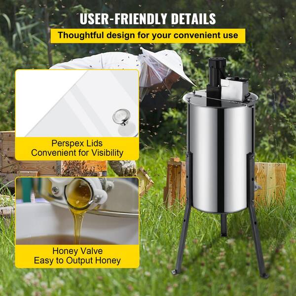 2 Frame Honey Extractor Beekeeping Equipment Stainless Steel Durable Centrifuge 