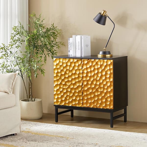 JAYDEN CREATION Kai Golden Modern 2-Door Wood Sideboard with Adjustable Shelves and Feet