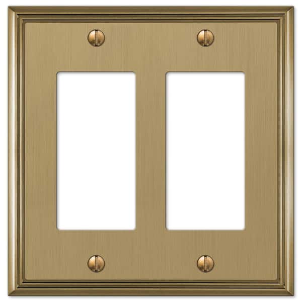 AMERELLE Rhodes 2 Gang Rocker Metal Wall Plate - Brushed Bronze
