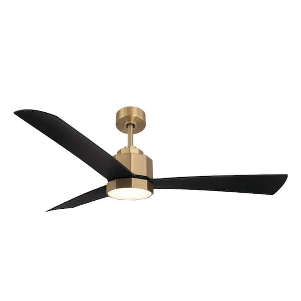 Everlea 52 in. Indoor/Covered Outdoor Brushed Gold Modern Ceiling Fan with Color Changing LED and Remote Control